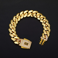 Pulsera de Cadena Cubana Miami de Latón Chapado en Oro para Hombre, con Cierre de Circonitas, Estilo Hip Hop, Joyería de Lujo, Venta al por Mayor