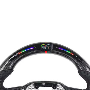 LED <span class=keywords><strong>Ram</strong></span> para Ford Mustang GT500 <span class=keywords><strong>Shelby</strong></span> 2023 2024 2025, volante de fibra de carbono forjado en escamas Rojas, accesorio Interior de cuero - Product Image 2