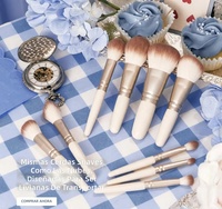 JLY 9 Pinceaux de Maquillage Portables de Voyage, Poils Doux comme des Nuages, Pinceau Plat, Correcteur, Outils Cosmétiques Personnalisés pour le Visage et les Yeux, Mini Pinceau