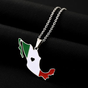 Nuevo México mapa bandera colgante collar para Mujeres Hombres oro plata Color Acero inoxidable encanto moda joyería mexicana regalos - Product Image 4