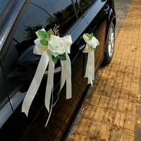 Décoration de rétroviseur de voiture de mariage, fleur, style européen et américain rétro, nœud, décoration de poignée de porte, fleur artificielle, mariage