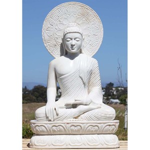 2021ホット販売屋外装飾手彫り等身大白い大理石瞑想仏像販売
