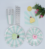 Assiettes en papier jetables personnalisées pour fêtes, vaisselle écologique robuste de 9 et 7 pouces, qualité alimentaire, ensemble d'outils.