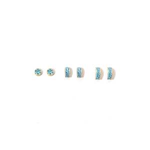 Crystal <b>Earrings</b> 316L Stainless Steel PVD Gold Plating <b>Blue</b> Rhinestones <b>Studs</b> Huggies Fashion Jewelry - Product Image 1