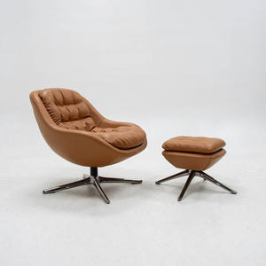 Modern Style Single Leisure <b>Chair</b> with Pedals Rotatable Metal for Living Room Balcony Brown Single Sofa Lounge <b>Chair</b> Wholesale - Product Image 2