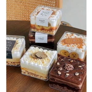 Mousse Cakes Mini Pasteles Caja <span class=keywords><strong>de</strong></span> acrílico Comida Segura Mille-Feuille Helado Chocolate Jalea Almacenamiento <span class=keywords><strong>de</strong></span> azúcar - Product Image 6