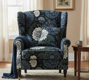 Tela de tapicería estampada con grandes flores de dalia, de diseño, por yarda, material de tapicería floral de lujo para sofá y sillón decorativo. - Product Image 3