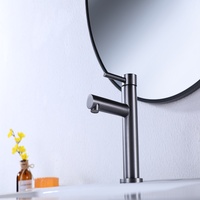 Robinet de lavabo monocommande en laiton finition canon de fusil, avec cartouche céramique, pour eau chaude et froide, idéal pour hôtel