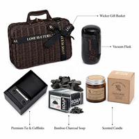Coffret Cadeau de Luxe en Rotin Lunaire pour Homme, Idéal pour Demande en Mariage, Compagnon de Marié, avec Bouteille Isotherme, Cravate et Boutons de Manchette, Mariage, Anniversaire, Logo Personnalisé