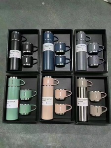 500ml Double-Wall Stainless Steel 304 Thermal Tumbler Portable Business Gift <strong>Water</strong> <strong>Bottle</strong> 2 <strong>Extra</strong> Cups Hot Tea Cup Vacuum Flask - Product Image 6