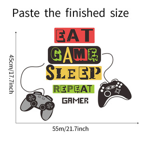 Home Decoration Self Adhesive Pvc Eat Sleep <strong>Gaming</strong> Zone Wall <strong>Sticker</strong> - Product Image 6