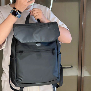 Laptop <b>Backpack</b> Large Capacity Waterproof Oxford Cloth Unisex Everyday Use Black Solid Color <b>Computer</b> Interlayer Soft Handle - Product Image 4