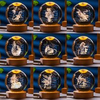 Lampe de table décorative astronaute en gros, base en bois LED pour boule de cristal, lampe sphère Iget Moon