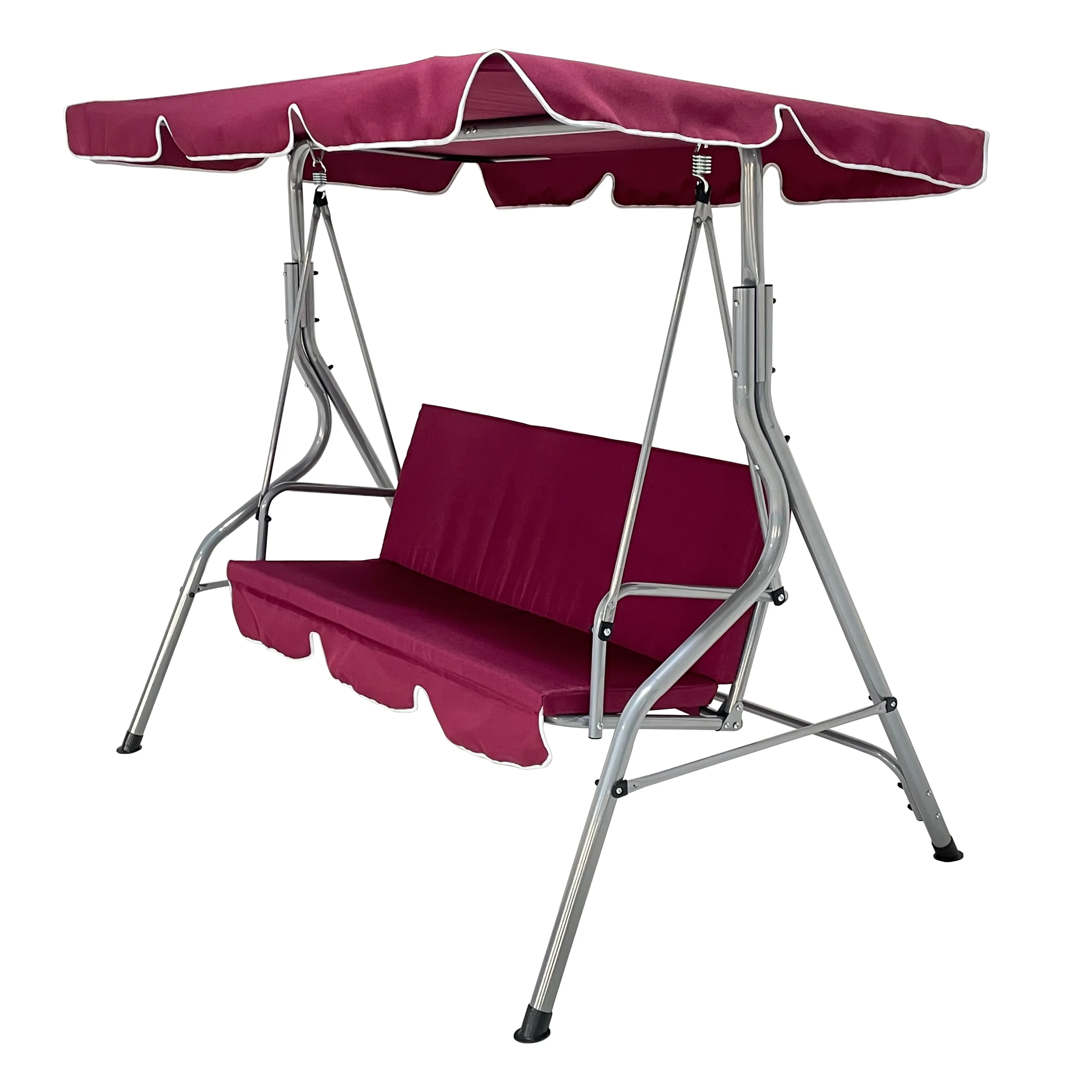 캔버스와 방수 야외 안뜰 3 좌석 성인 정원 스틸 폴리 에스테르 발코니 스윙 의자