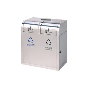 Logo de support de poubelles carrées écologiques en acier inoxydable à double compartiment épaissi pour l'intérieur du fabricant fourni directement - Product Image 1