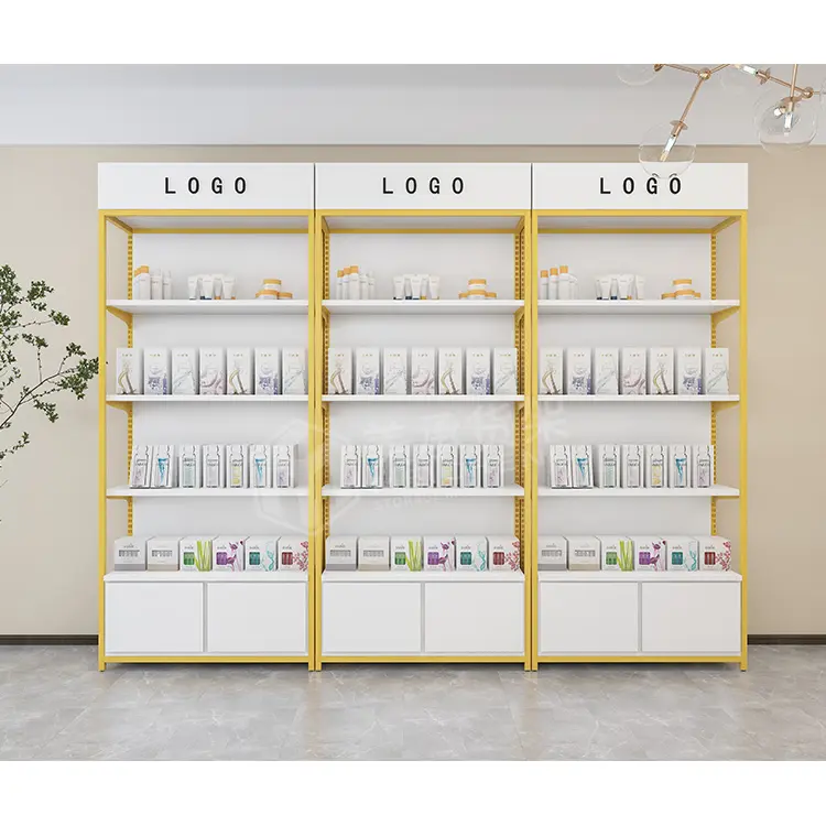 custom Customized shelves racking storage wooden store retail exhibition perfume cosmetic display shelf cabinet showcase rack