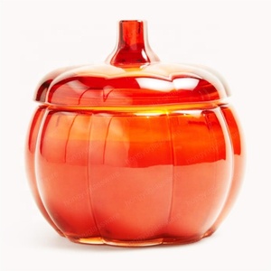 Lanterna de Vidro Transparente Laranja Luxuosa HONGYU com Tampa para Velas, Potes de Biscoitos e Decoração de Halloween - Product Image 1