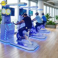 Bicicleta estática de interior negra dinámica con simulación de realidad virtual para entretenimiento deportivo, alivio del estrés, experiencia de ciclismo, gimnasio, parque de aventuras y centro comercial