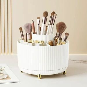 Rotating Cosmetic Storage <b>Box</b> Makeup Brush Lipstick Holder Desktop Organizer Plastic Large Capacity With Golden Feet - Product Image 2