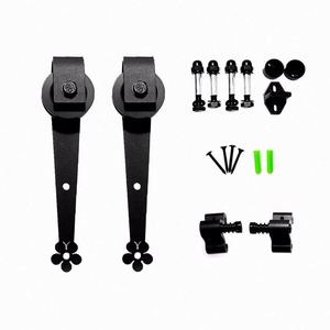 Modern Style Brass Steel Barn Door Hardware 7FT/7.5FT/9FT Satin Black Sliding Barn Door Plum Flow Shaped Track Outdoor Bedroom - Product Image 4