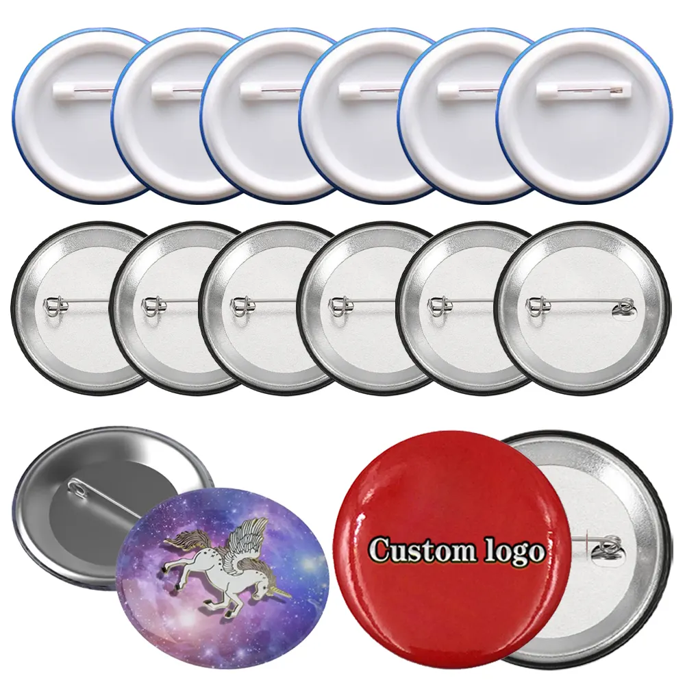 Logo personalizzato maker blank anime metal round tin plate banda stagnata punk 37mm 44mm 58mm 56mm 57mm 75mm button pin badge