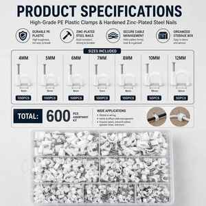 Kit de 600 attaches-câbles ronds en acier avec vis - Product Image 2