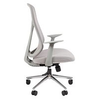 Chaise de bureau réglable gris clair, chaise pivotante pour ordinateur avec accoudoirs fixes et dossier inclinable