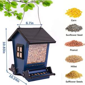 Premium metallo esterno appeso Wild Bird Feeder a prova di scoiattolo grandi posatoi bilaterali attivati dal peso per birdwatching nel cortile - Product Image 4