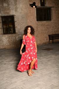 Indien Boho 100% coton robe pour femmes imprimé fleuri décontracté plage soirée porter 3/4 manches naturel tour de taille bouton - Product Image 2