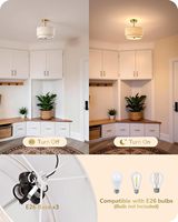 Plafonnier semi-encastré EDISHINE 12,6 pouces Huachuang à 3 lumières, abat-jour en tissu double tambour, style Art Déco, pour chambre, couloir, salle à manger