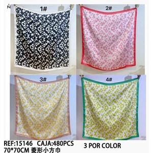 Foulard quadrato piccolo a forma di diamante 70x70 cm con stampa alla moda per donna e uomo - Product Image 3