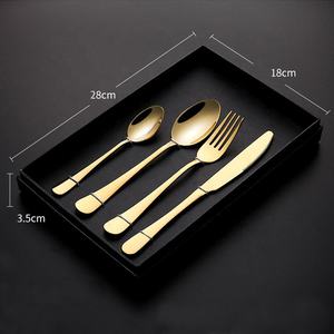 Couverts de mariage en acier inoxydable 410 de qualité alimentaire, cuillère en or, couteau, fourchette, ensemble de couverts, 4 pièces - Product Image 6