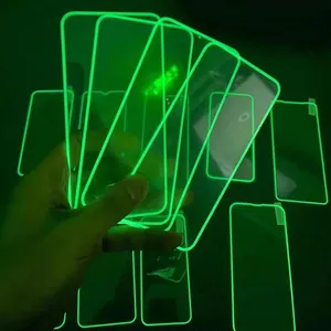 Liquid Silicone Edge Protective Full Cover Night Light Tempered Glass For Iphone 11 12 13 15 Pro Max Luminous Screen Protector