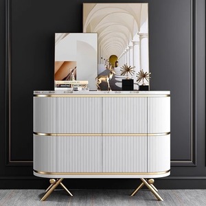 Italian Marble Top Luxury Modern <strong>Storage</strong> Cabinet Large Capacity White <strong>Sideboard</strong> for Home Furniture for Apartment Villa Living - Product Image 2