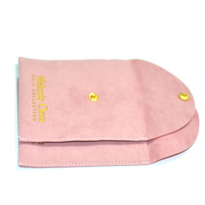 Muestra gratis de logotipo personalizado de oro impreso de color <span class=keywords><strong>rosa</strong></span> pálido pequeño sobre botón Snap joyería collar bolsa de embalaje - Product Image 6