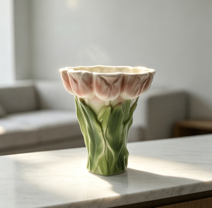 Maceta de Cerámica con Diseño de Tulipán, para Plantas, con Relieve Floral, para Interiores, Suculentas, Decoración del Hogar y Regalo de Boda, Venta al Por Mayor - Product Image 1