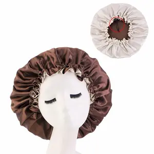 Gorros de poliéster 100% reutilizables para ducha de mujer, gorros impermeables para salón de belleza, gorros trenzados de seda EVA, envoltura para el cabello, satén de baño elástico interior