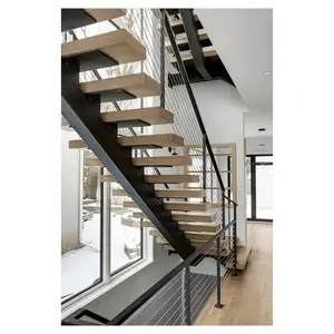 Prima Wooden Step Straight Stainless Steel Aluminum Carbon Steel Staircase Price Per Meter With High Quality Staircase Designs