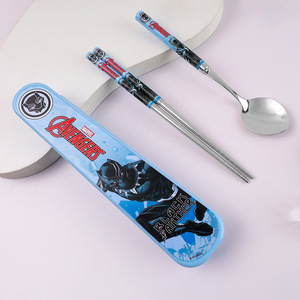 TGYW <strong>Marvel</strong> 304 Stainless Steel Spoon and Chopsticks Set Cute Cartoon Student Dormitory Home Portable Tableware - Product Image 3