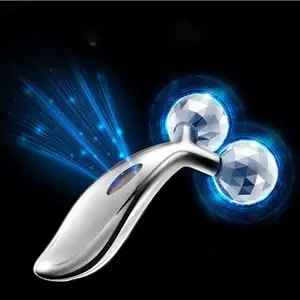 Lift Kneading Body Slimming Skin Promote Blood Circulation Tighten Toner Silver 3D Y Roller Facial Ball Face Massager