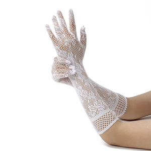 <span class=keywords><strong>Vente</strong></span> Chaude Gants en dentelle pour femme, longs, sexy, à motif floral, en maille, pour mariée, liturgie, cosplay et robe de mariée - Product Image 1