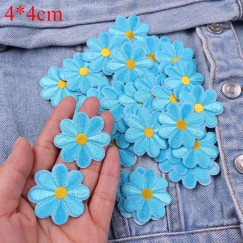 Embroidery Daisy Flower Patches Iron On Patches For Clothing Thermoadhesive Patches For Jeans