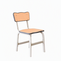 Chaise d'écolier avec structure en acier et assise en contreplaqué, chaise de classe pour l'étude en écoles primaires et secondaires