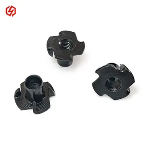 M4 M5 M6 M8 M10 4 Claws Nut Furniture Nuts Black Zinc Carbon Steel Tee Nut