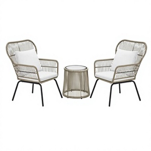 Muebles de Bar Modernos para Exteriores, de Aluminio, Resistentes a los Rayos UV, de Mimbre Sintético, Impermeables, Conjuntos de Jardín para Patio, Mesas y Sillas con Tejido de Cuerda - Product Image 1