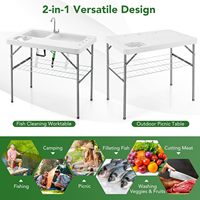 Table de filet en plastique à deux éviers avec pour pique-nique de camping en plein air