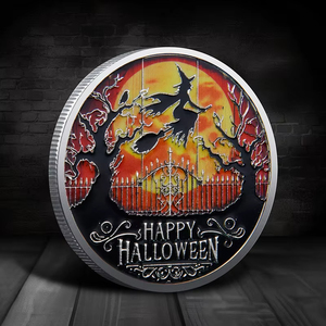 Personalizado Feliz Helloween Bruja Mágica Calabaza Linterna Regalo Colección <span class=keywords><strong>de</strong></span> Metal Estampado Impresión Plata Oro Recuerdo Moneda Rara - Product Image 2