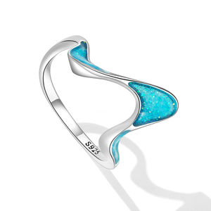 Anillo Geométrico Original de Plata de Ley 925 para Mujer, Anillo de Compromiso, Joyería Fina, Serie Océano, Regalo de Boda SCR849 - Product Image 4