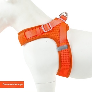 형광 통기성 조끼 스타일 애완 동물 하네스 및 가죽 끈 세트 다기능 애완 동물 가슴 및 등 액세서리 - Product Image 6