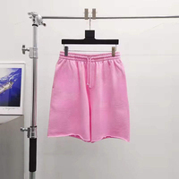 Shorts de sport amples en coton pour hommes avec logo personnalisé, taille élastiquée et cordon de serrage, plusieurs couleurs unies
